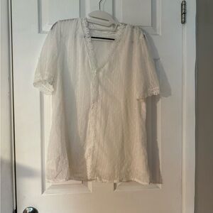 White Lace Trim Blouse